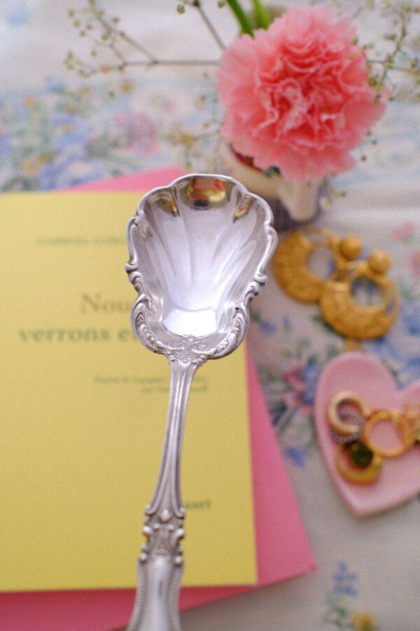 Cuillère à dessert vintage en ARGENT non gravée