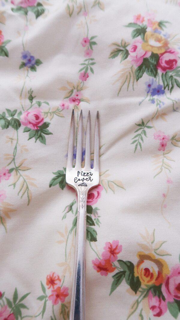 Fourchette de table gravée vintage : pizza lover