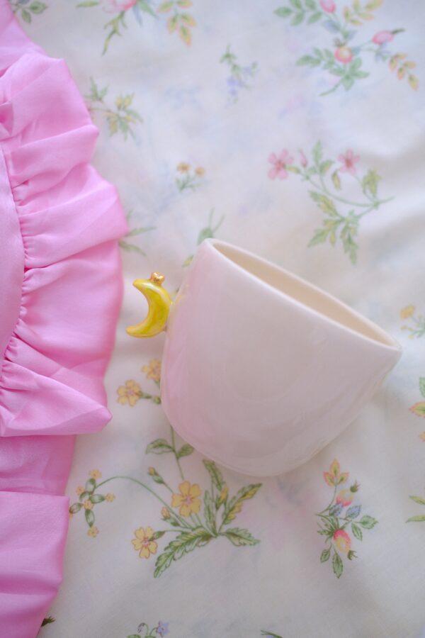 Petite tasse à latte - petite lune et coeur en or