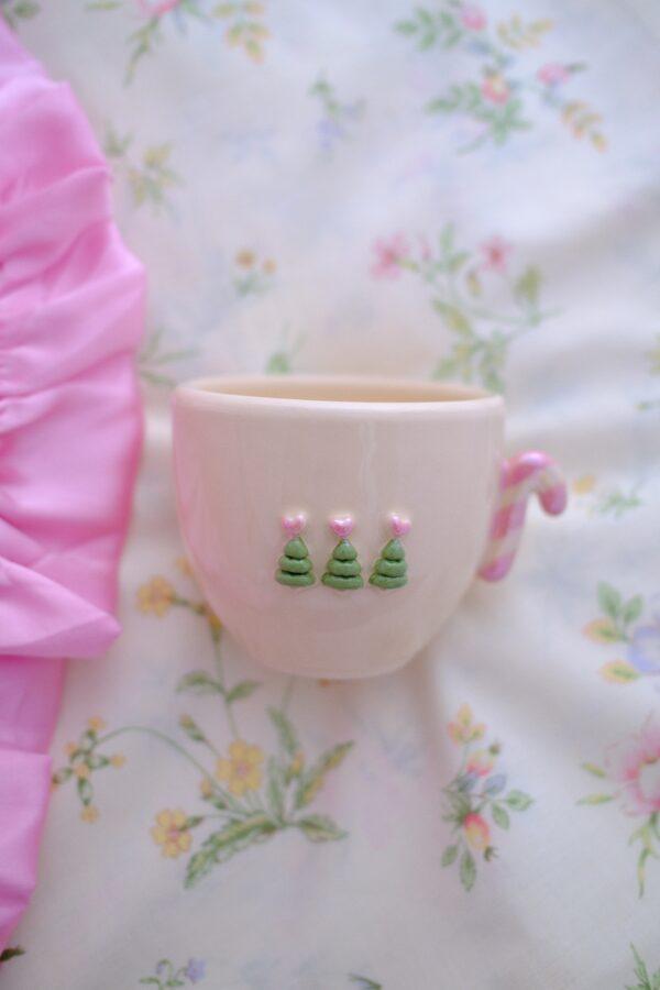 Petite tasse à latte - Noël 3 petits sapins et candy cane