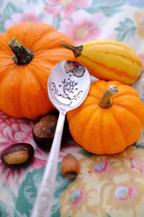 Cuillère gravée vintage : hello Fall