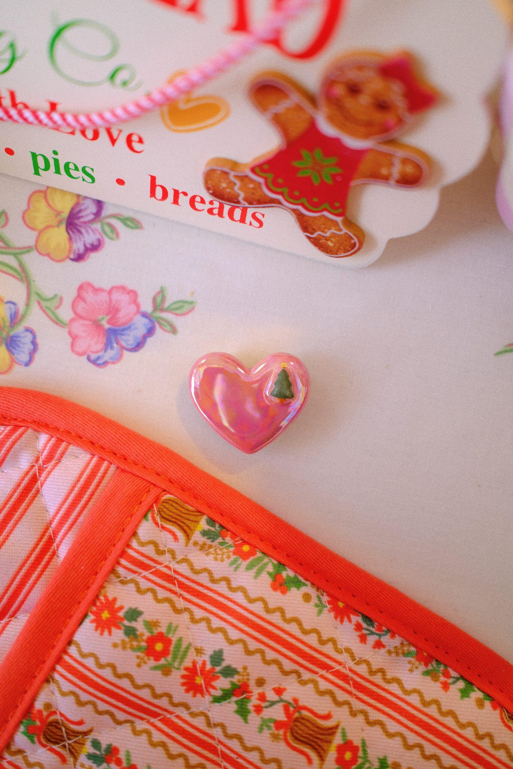 Magnet coeur rose sapin